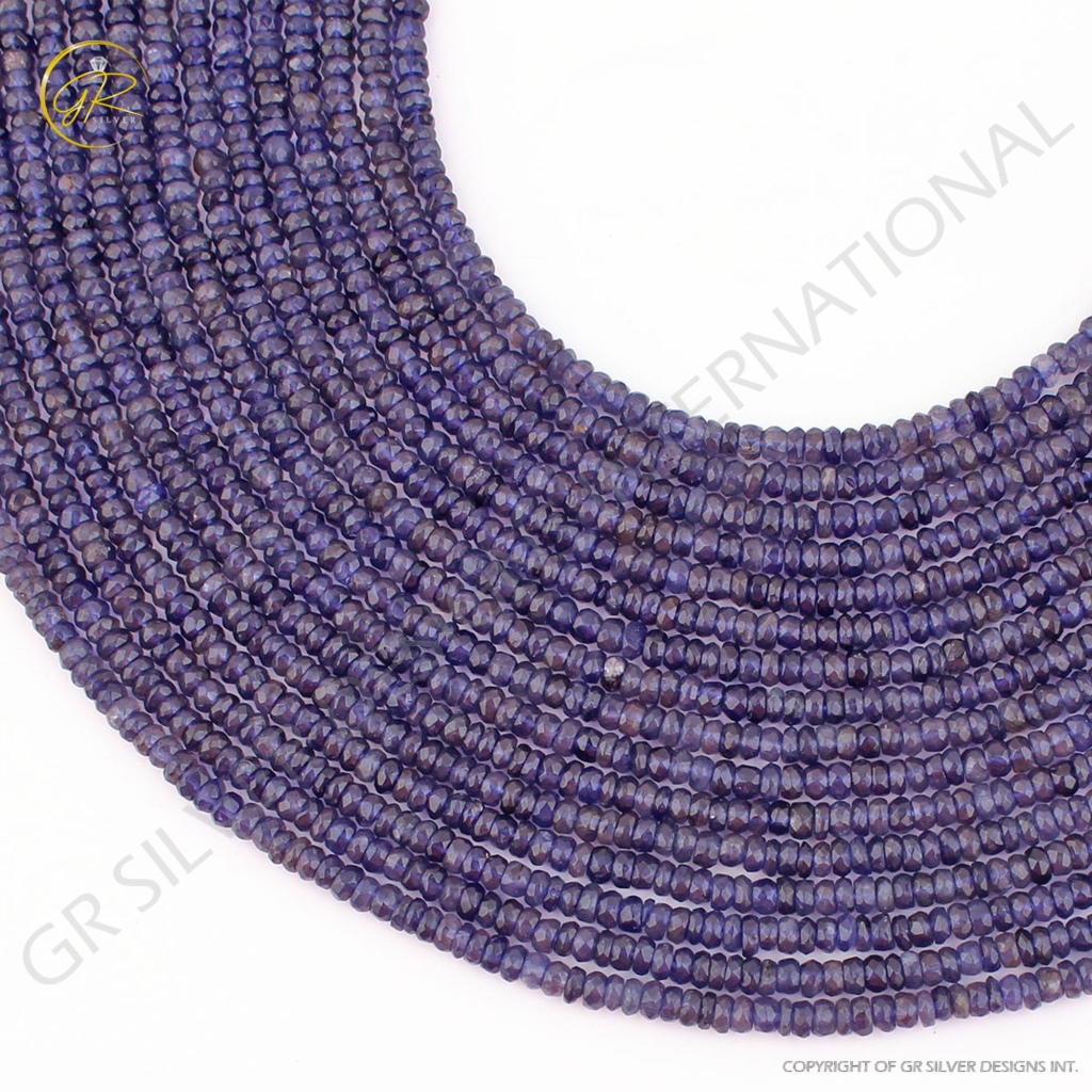 Blue Iolite 4mm Round Faceted Gemstone Beads For Jewelry