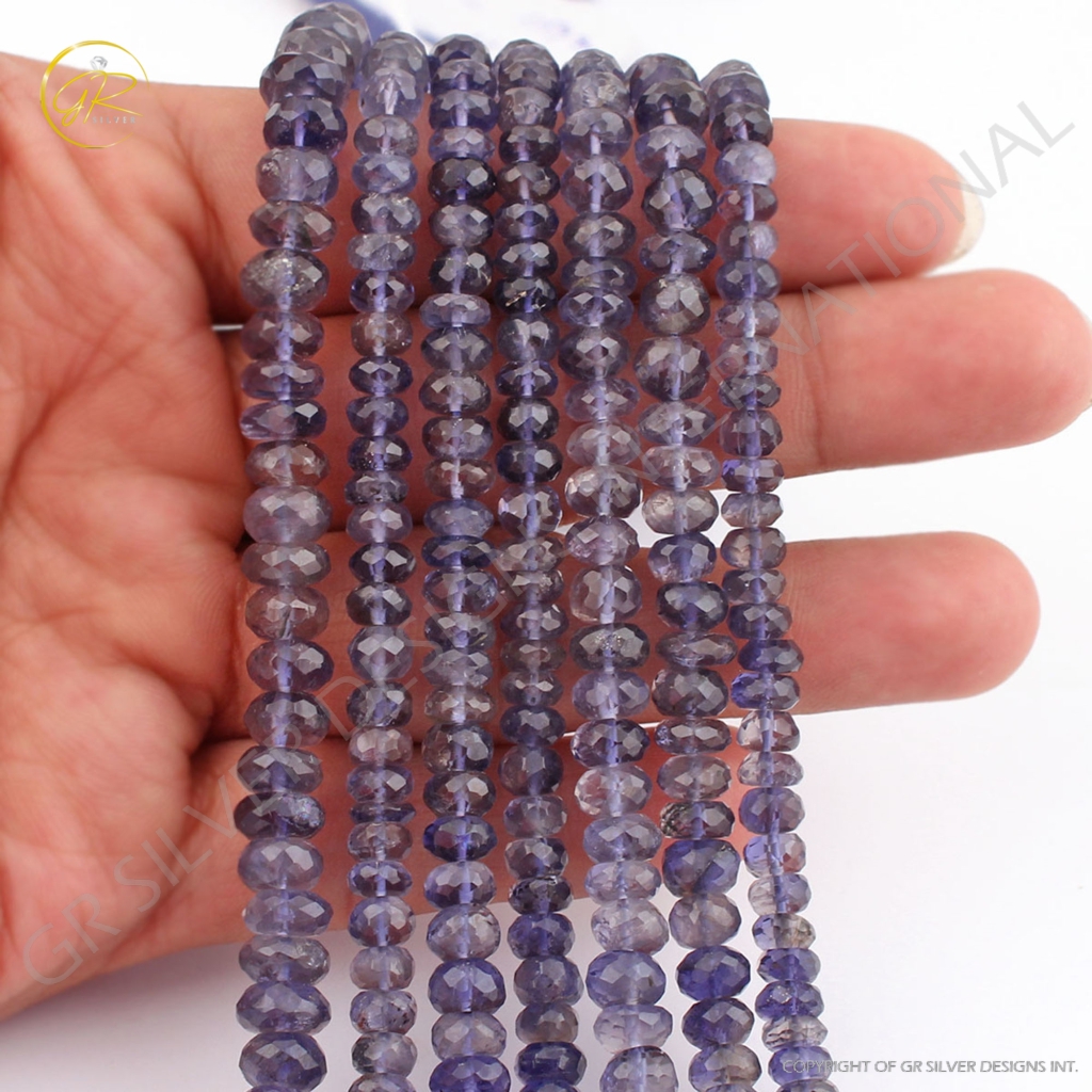 Natural Plain Iolite Round Shape 5-9mm Handmade Gemstone Beads