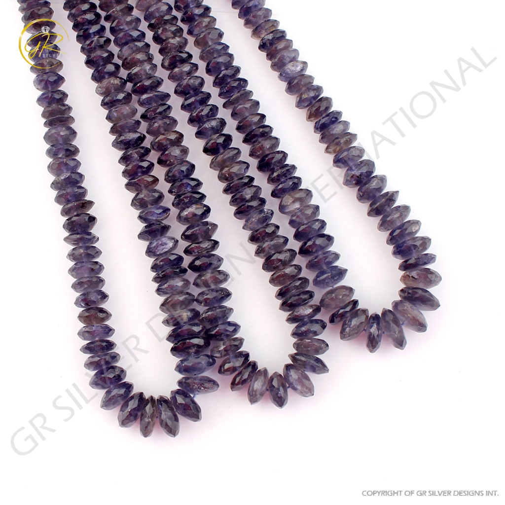 Faceted Iolite 9-12mm Round Gemstone Beads 16 Inches For Jewelry