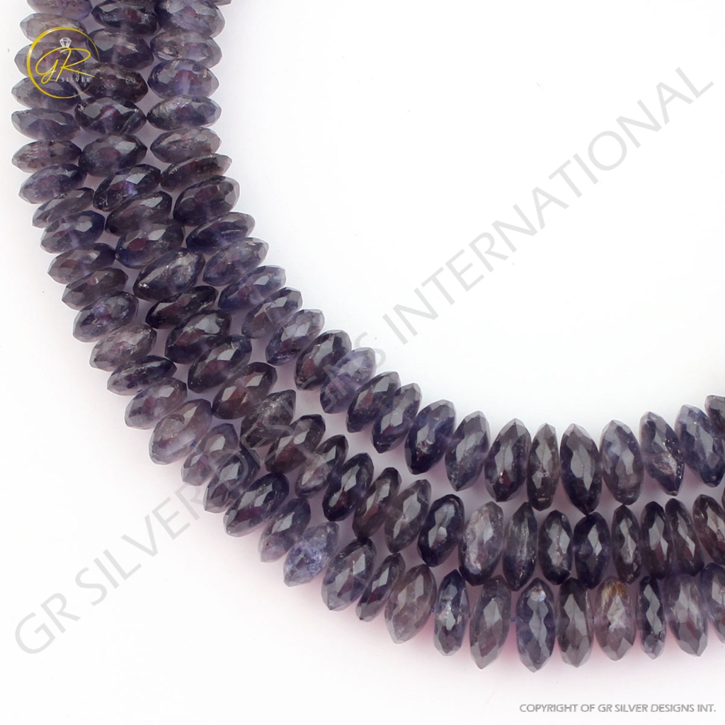 Faceted Iolite 9-12mm Round Gemstone Beads 16 Inches For Jewelry