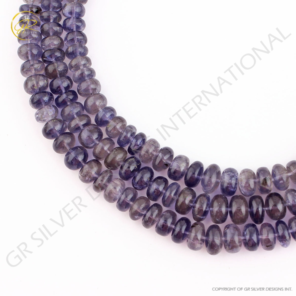 Wholesale Iolite Smooth Round Gemstone 7 Strands Handmade Beads