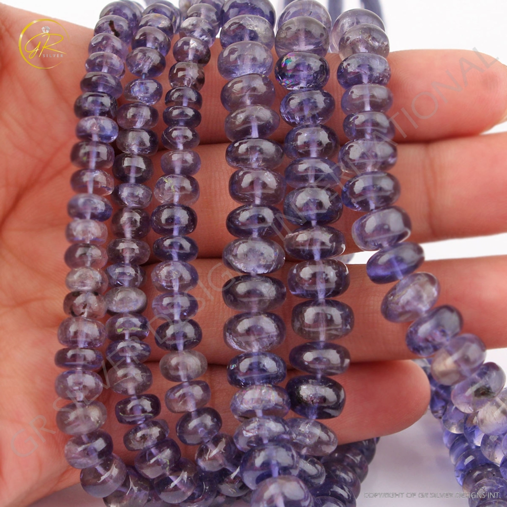 Wholesale Iolite Smooth Round Gemstone 7 Strands Handmade Beads