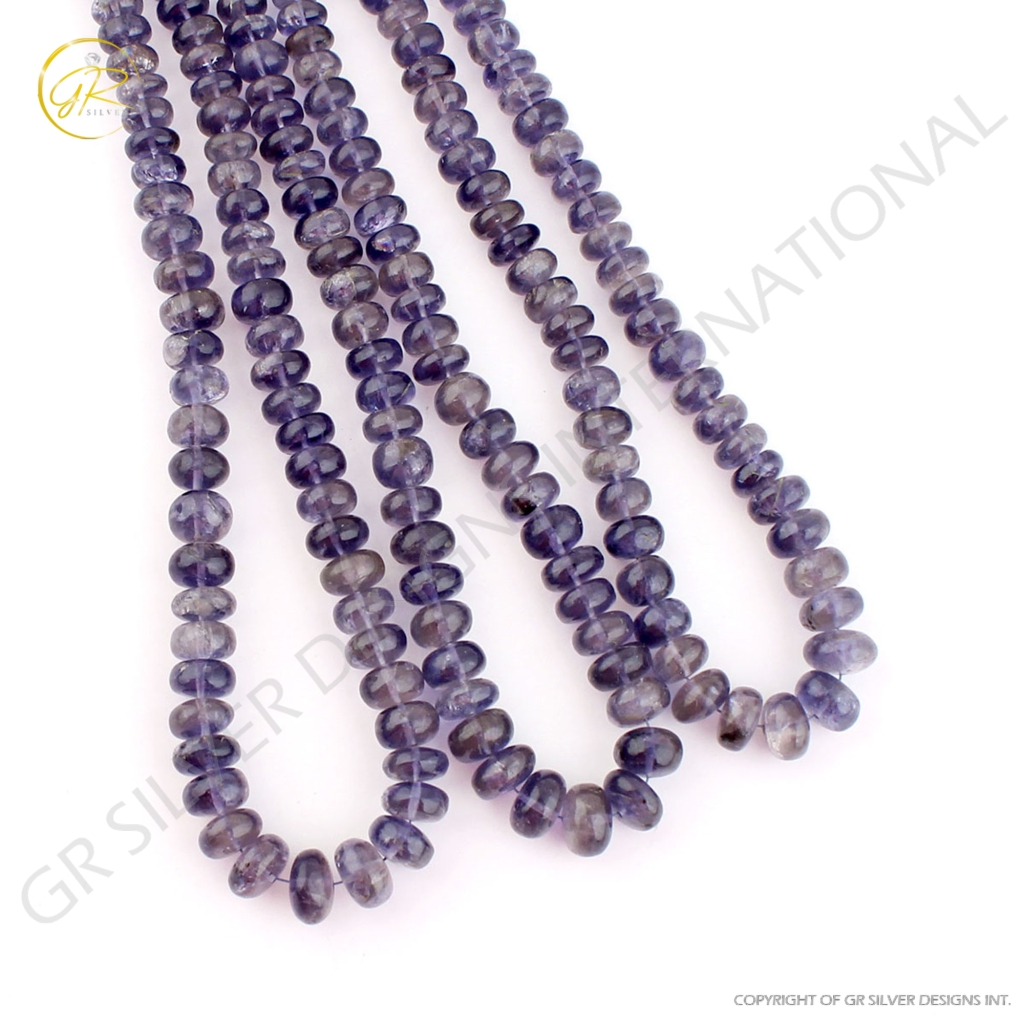 Wholesale Iolite Smooth Round Gemstone 7 Strands Handmade Beads