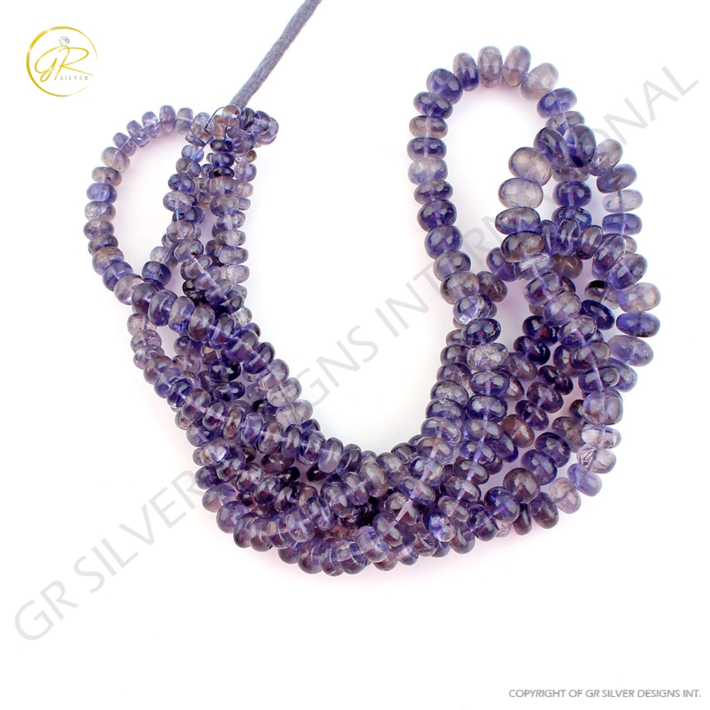 Wholesale Iolite Smooth Round Gemstone 7 Strands Handmade Beads