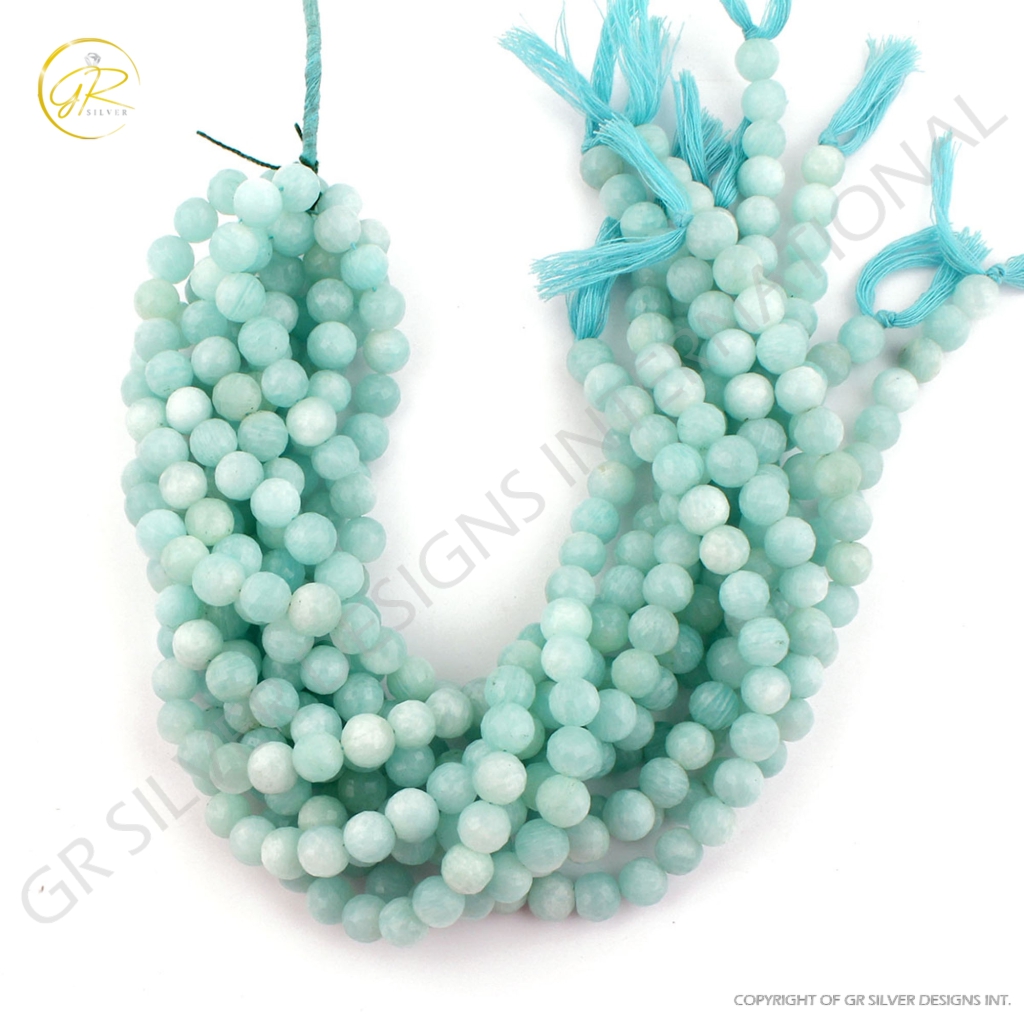 9mm Faceted Balls Shape Amazonite Handmade 20 Strands Beads