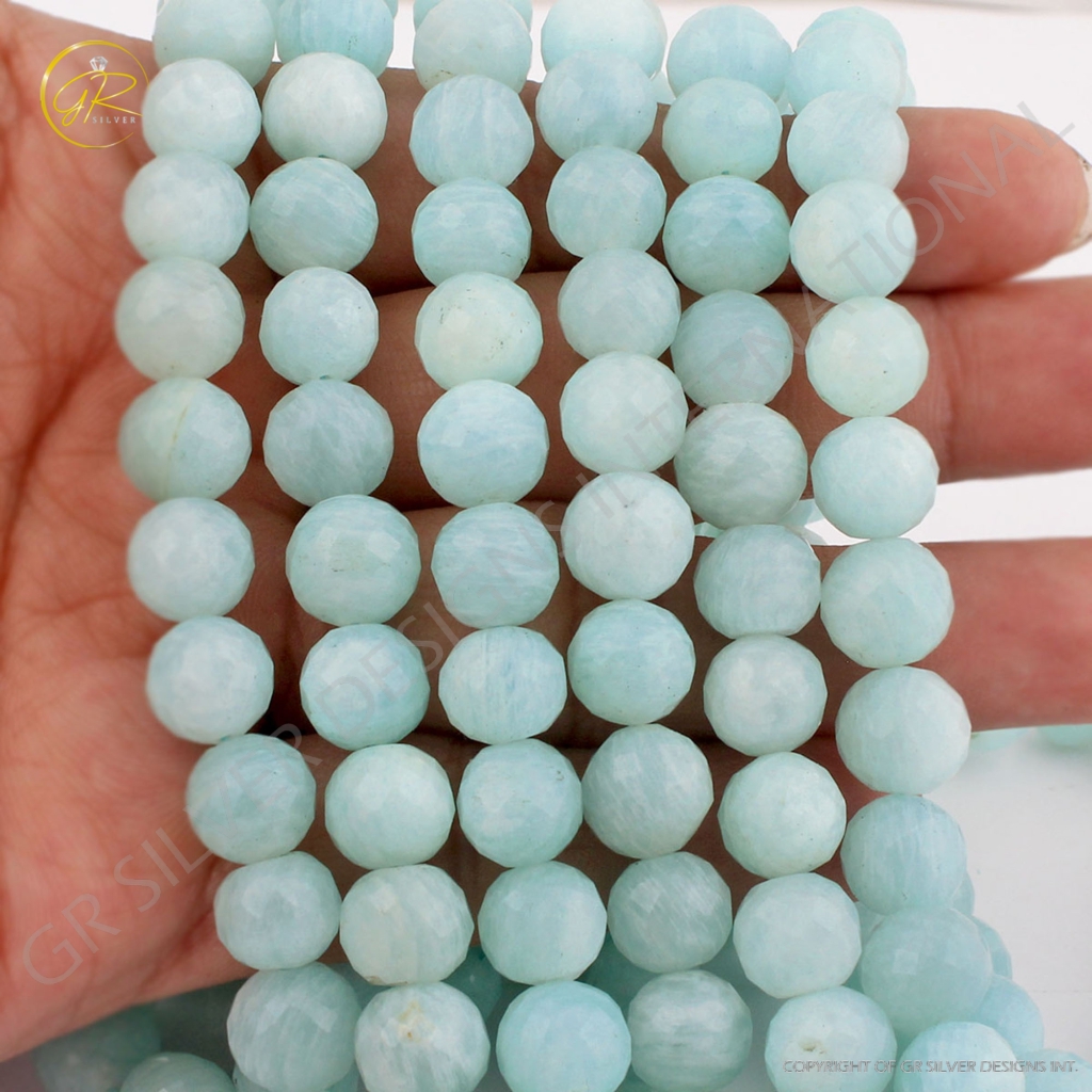 9mm Faceted Balls Shape Amazonite Handmade 20 Strands Beads