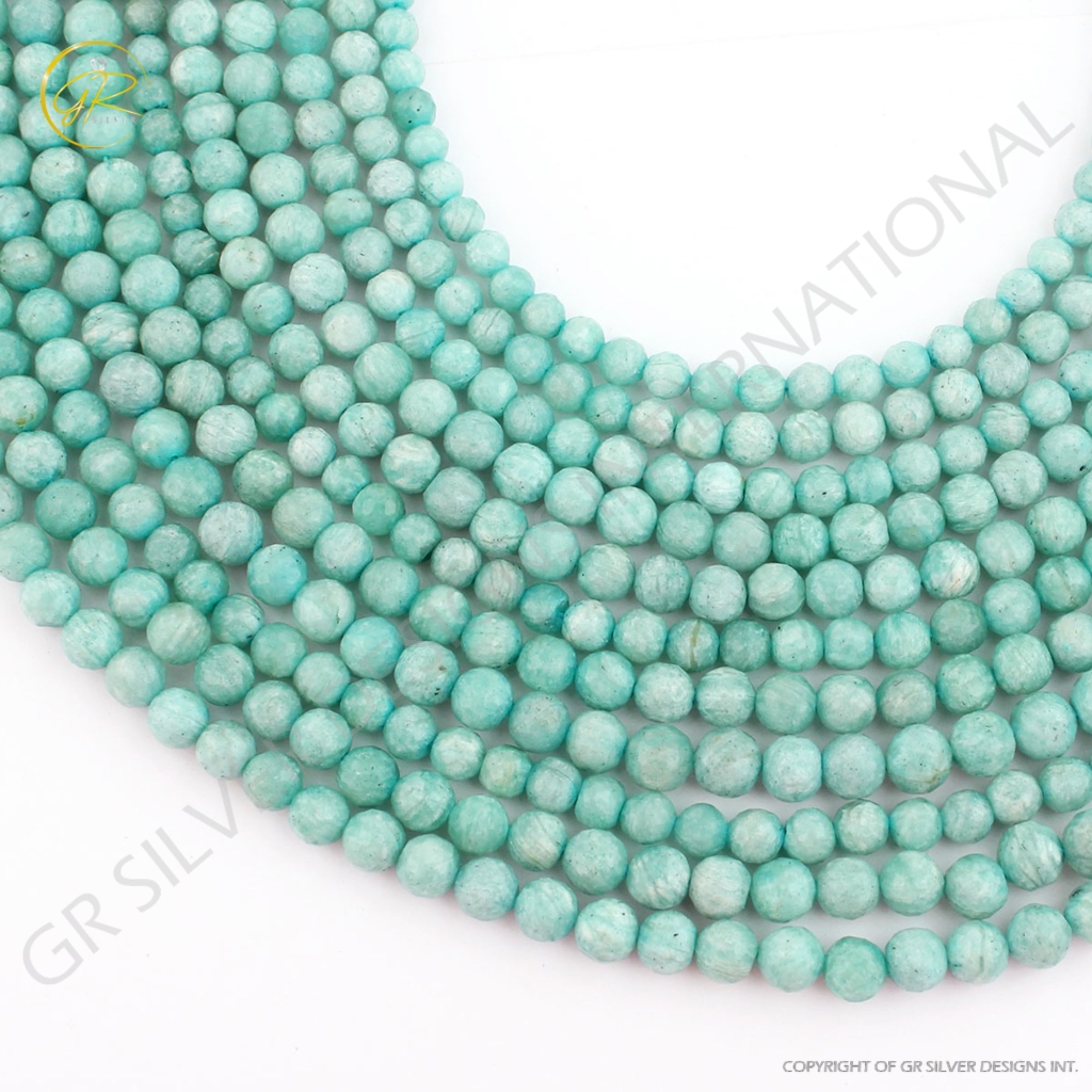 High Quality Amazonite Faceted Balls Shape Gemstone Beads