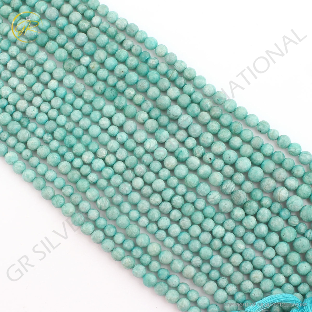 High Quality Amazonite Faceted Balls Shape Gemstone Beads