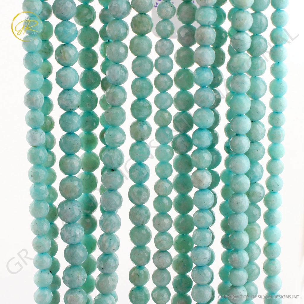 High Quality Amazonite Faceted Balls Shape Gemstone Beads