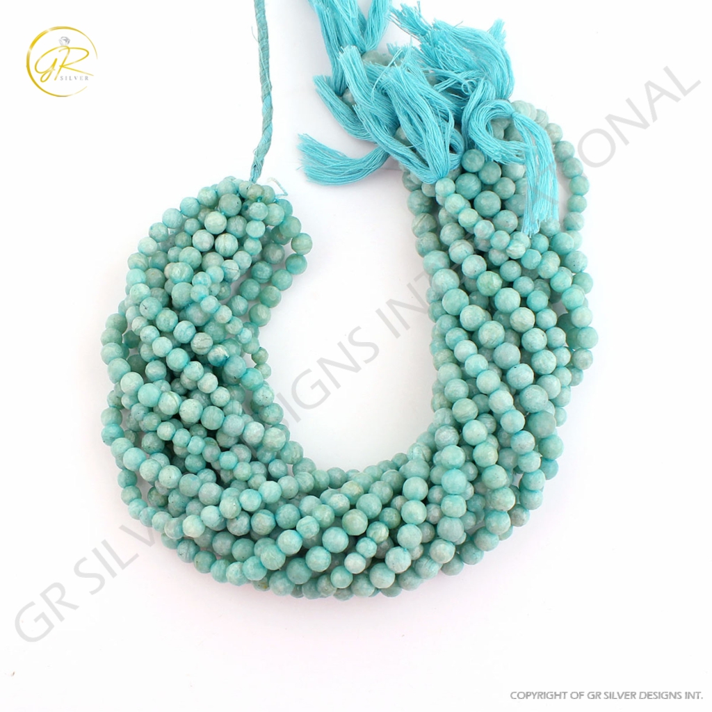 High Quality Amazonite Faceted Balls Shape Gemstone Beads