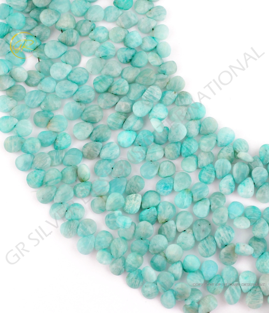 Pear Shape Amazonite Faceted Gemstone Handmade 22 Strands Beads