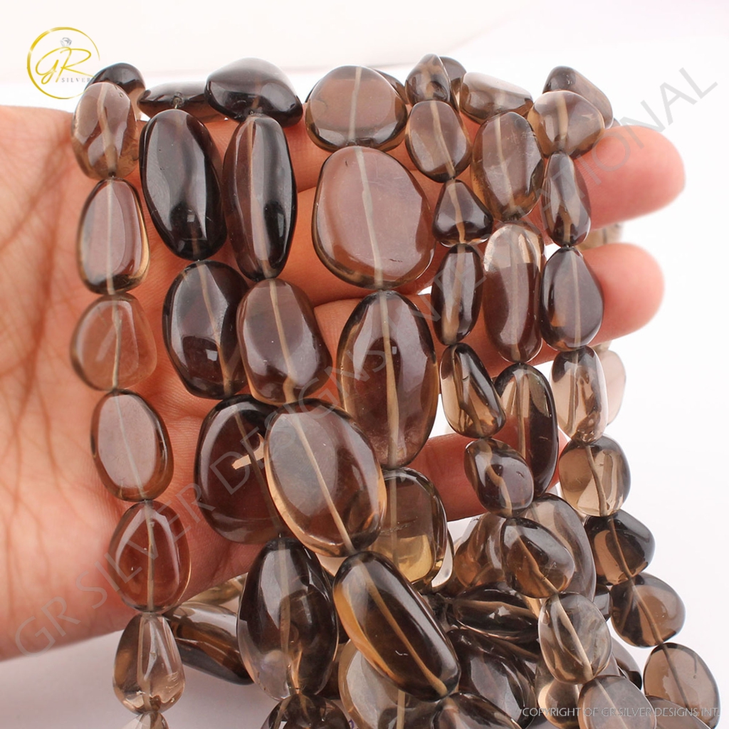 Plain Smoky Quartz Tumble Gemstone Beads For Jewelry Making