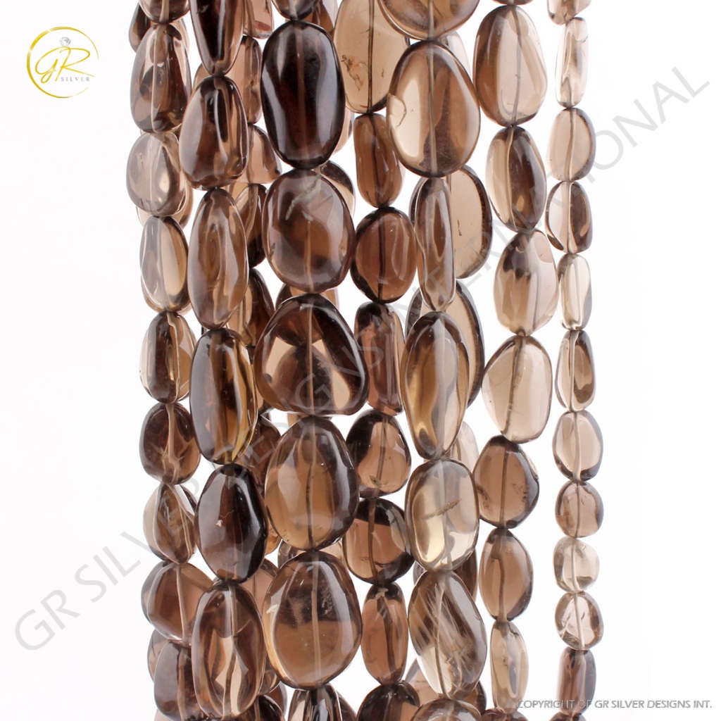 Plain Smoky Quartz Tumble Gemstone Beads For Jewelry Making