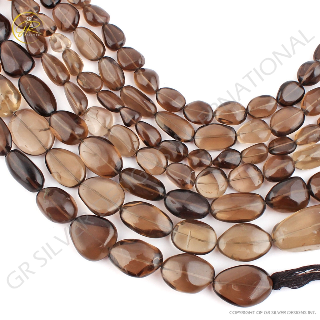 Plain Smoky Quartz Tumble Gemstone Beads For Jewelry Making