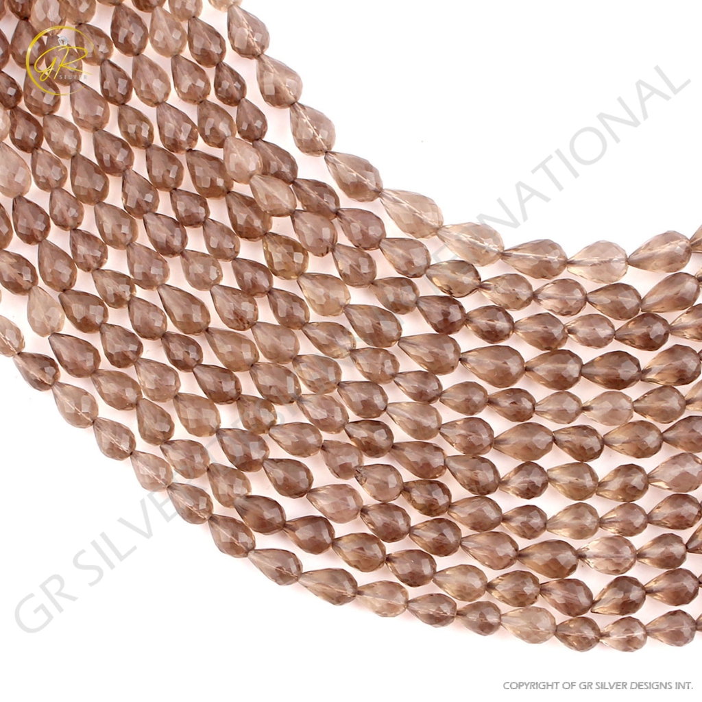 Natural Smoky Quartz Faceted Gemstone Beads For Jewelry Making