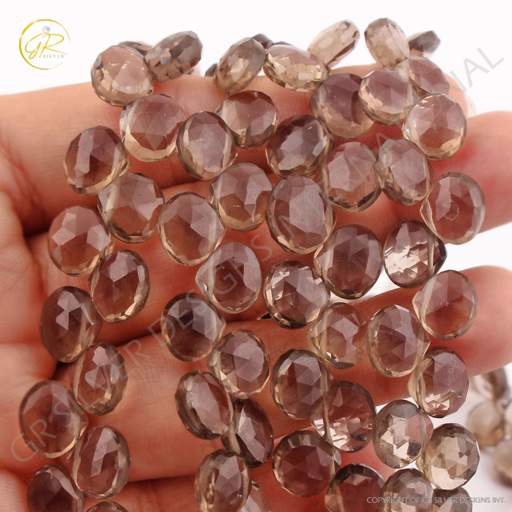 Wholesale Smoky Quartz Handmade Heart Shape Gemstone Beads