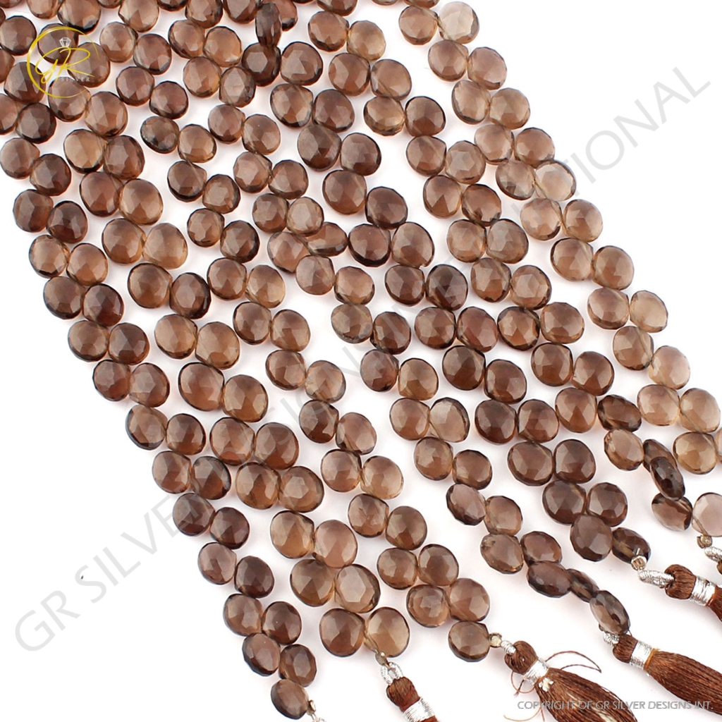 Wholesale Smoky Quartz Handmade Heart Shape Gemstone Beads