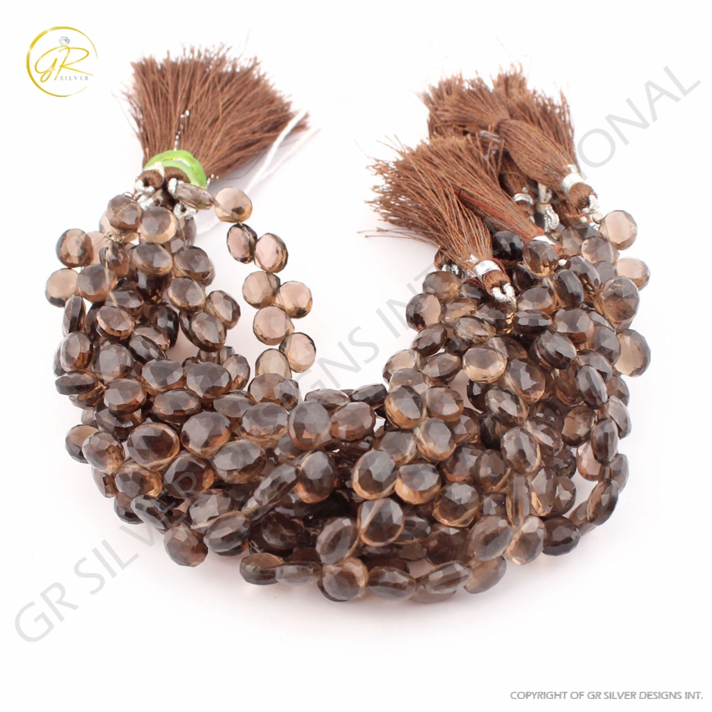 Wholesale Smoky Quartz Handmade Heart Shape Gemstone Beads