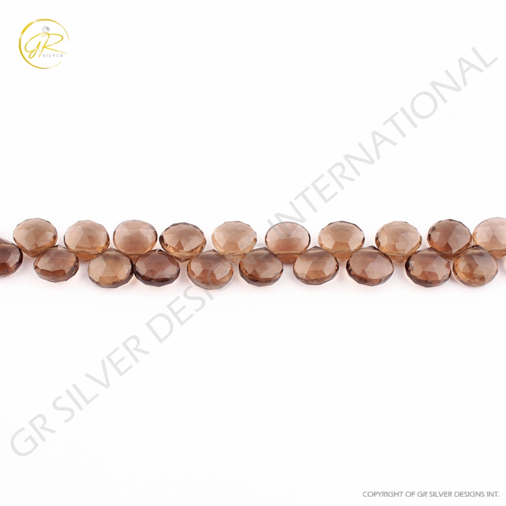 9-10mm Heart Shape Smoky Quartz Gemstone Beads For Jewelry