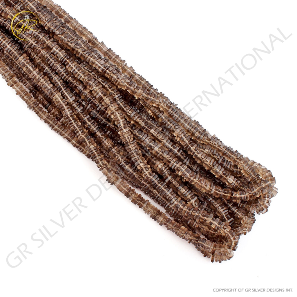 High Quality Smooth Smoky Quartz 4-6mm Square Gemstone Beads