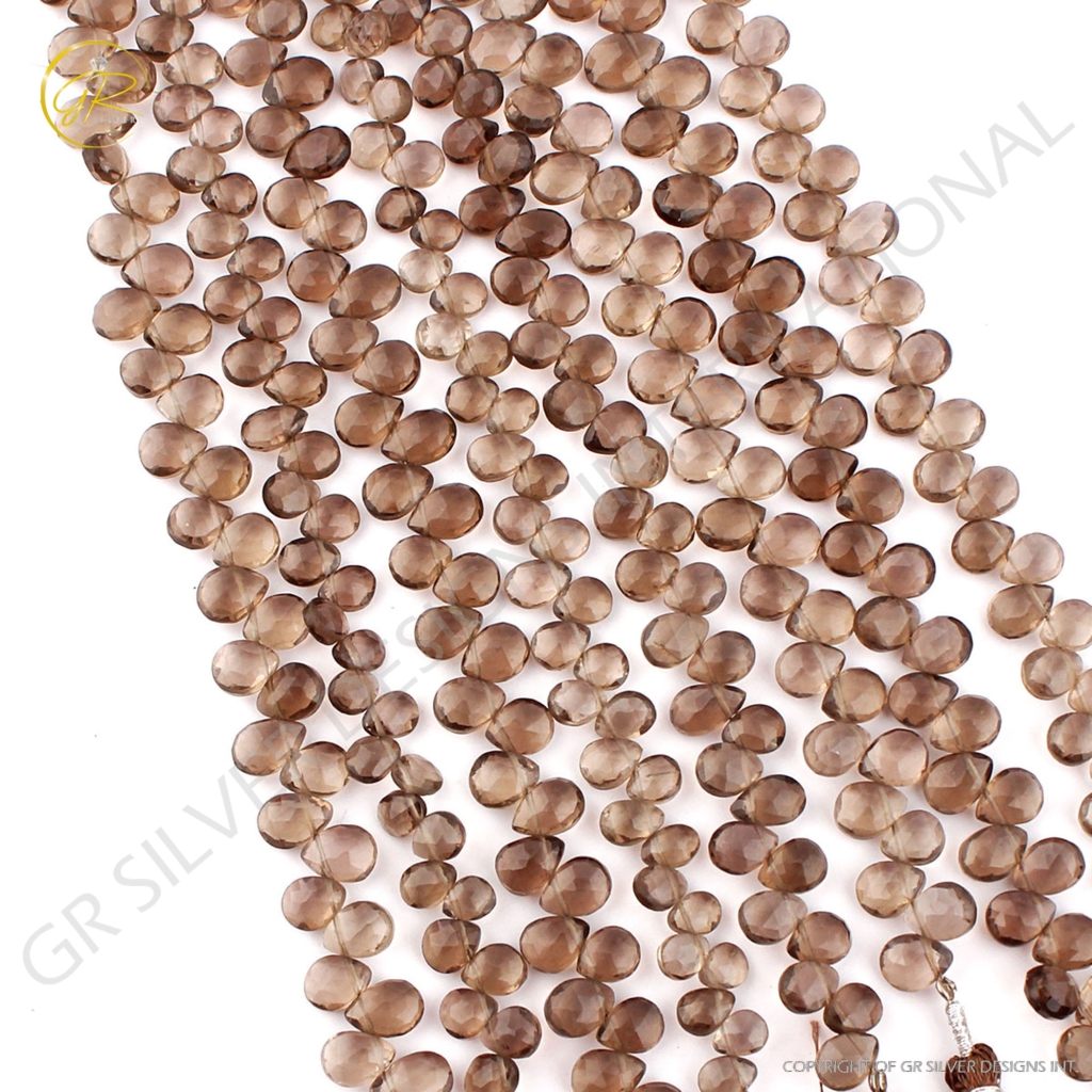 Smoky Quartz Pear Gemstone Beads 14 Strands For Jewelry