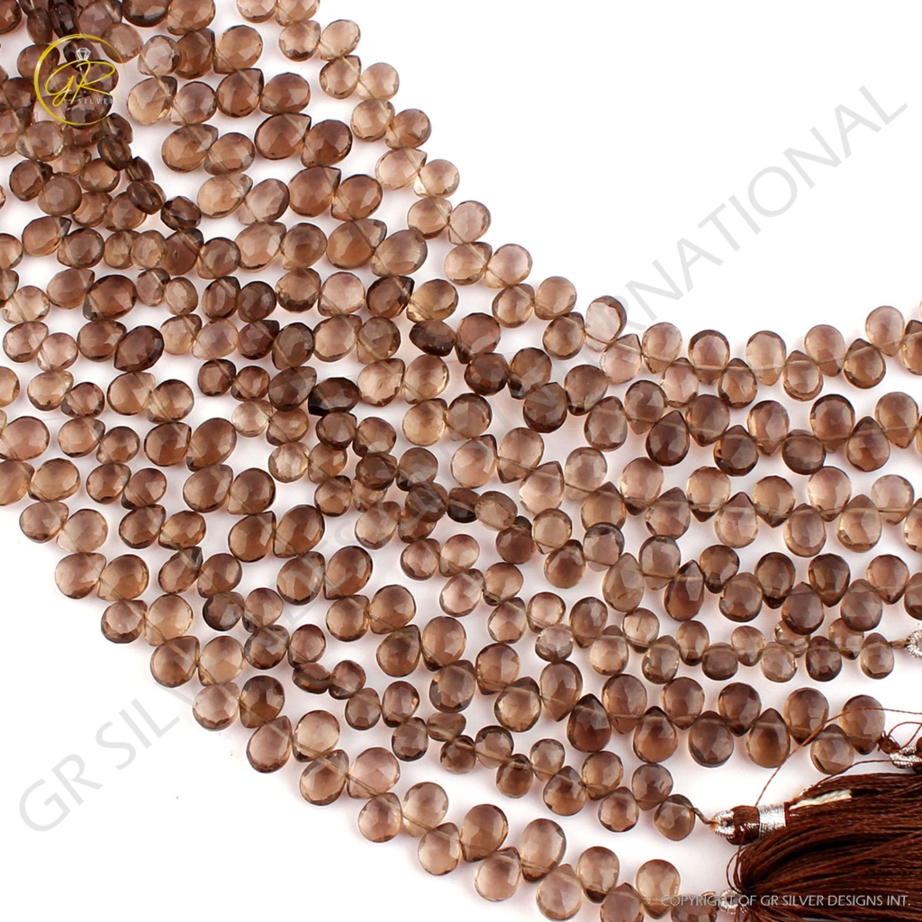 Smoky Quartz Pear Gemstone Beads 14 Strands For Jewelry