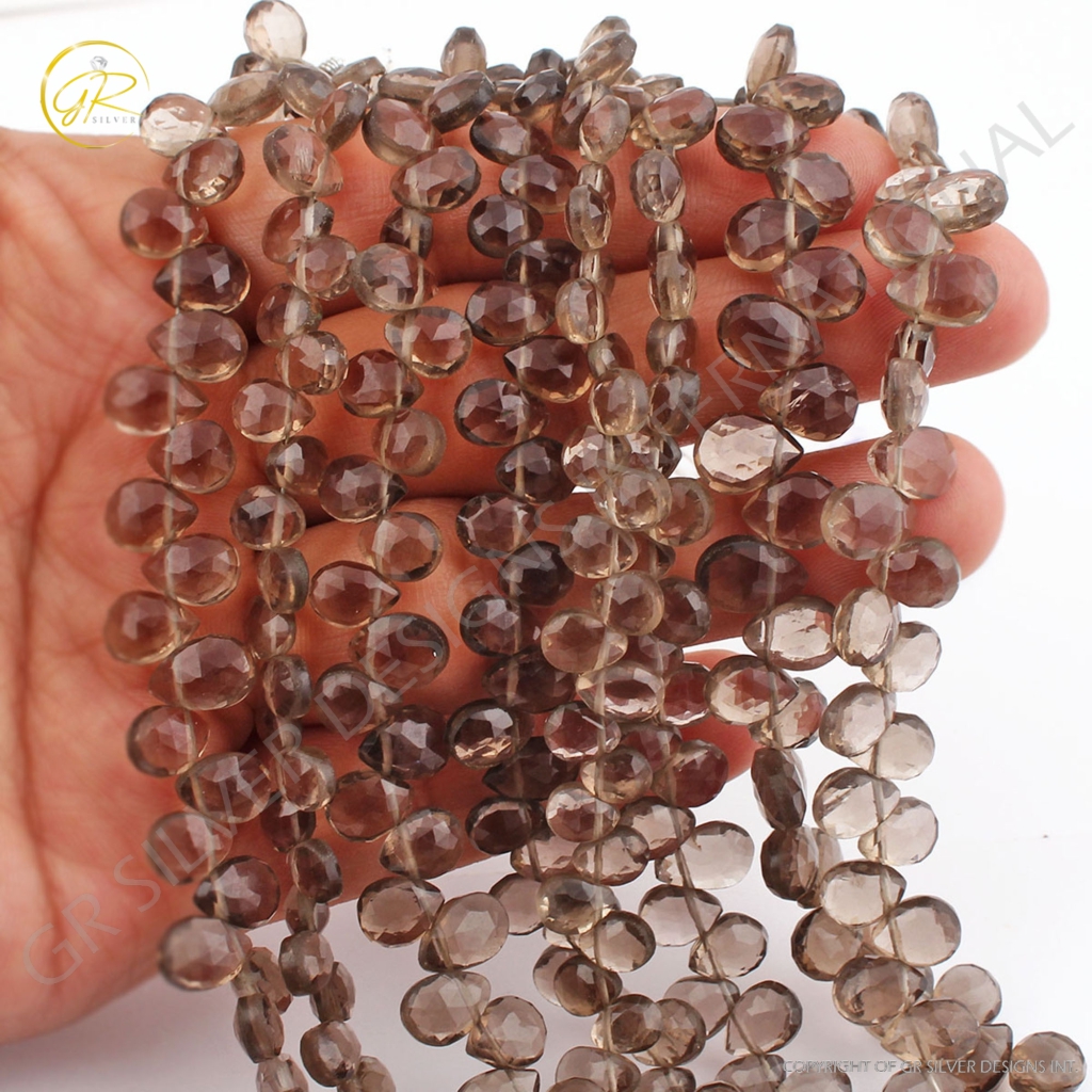 Smoky Quartz Pear Gemstone Beads 14 Strands For Jewelry