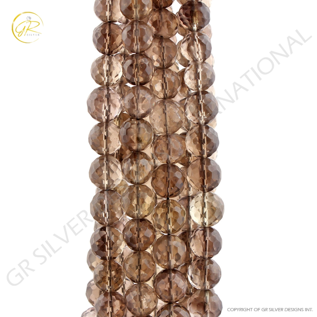 Top Quality Smoky Quartz Balls Shape Faceted Beads For Jewelry