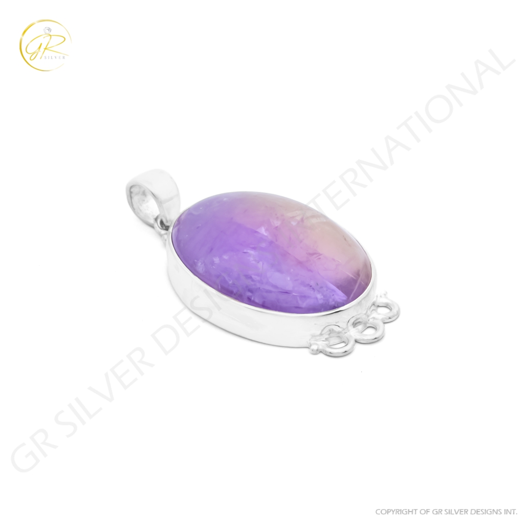 Natural Ametrine Oval Gemstone Sterling Silver Designer Pendant