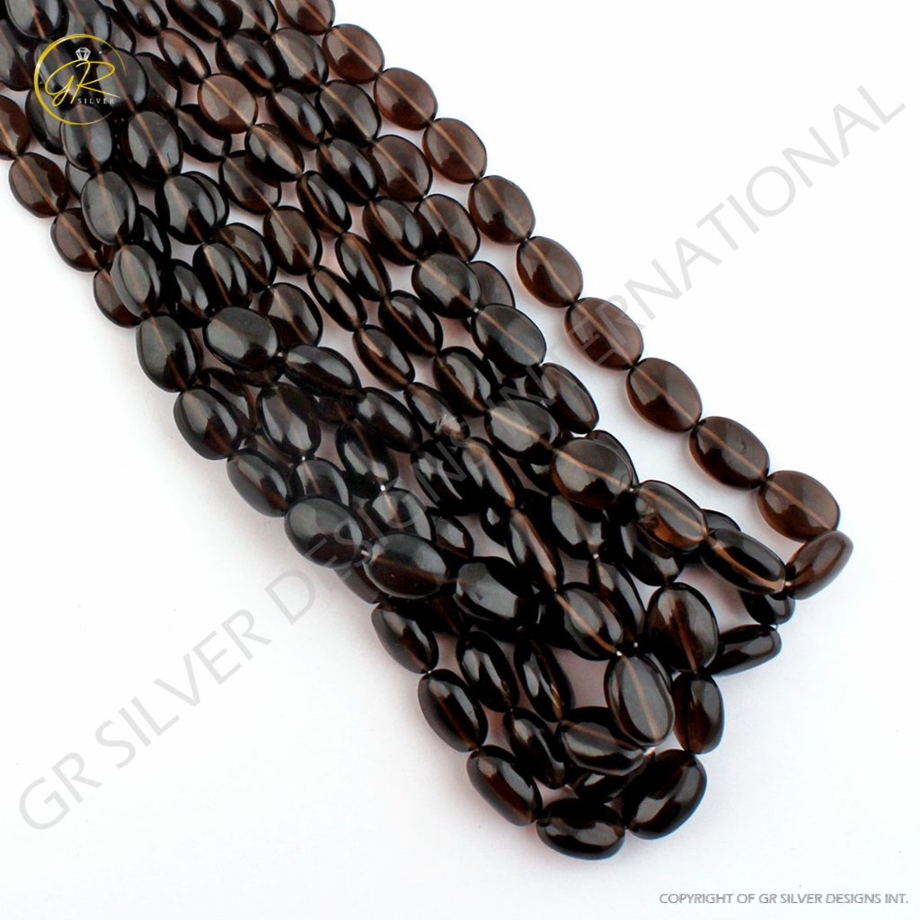 Natural Smoky Quartz Plain Tumble Gemstone Beads For Jewelry