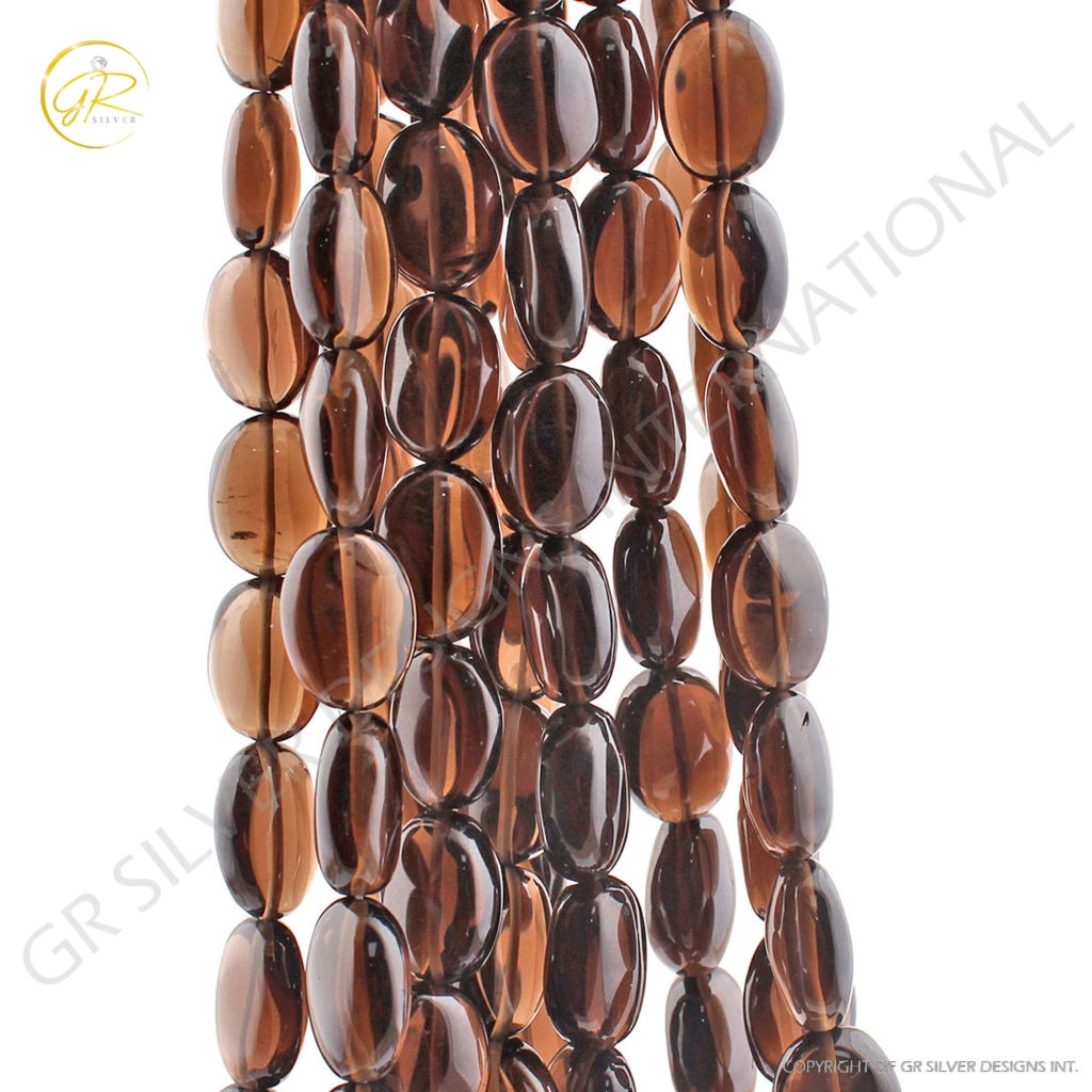 Natural Smoky Quartz Plain Tumble Gemstone Beads For Jewelry