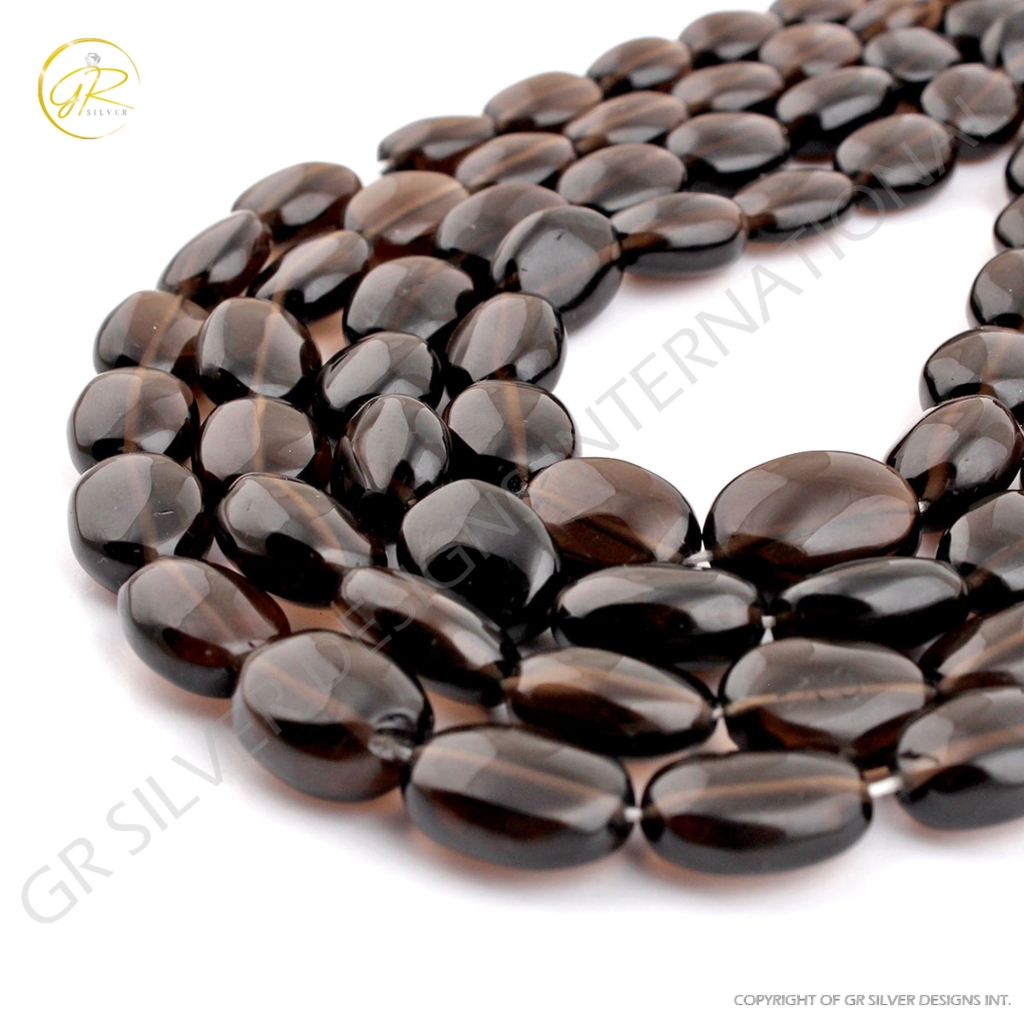 Natural Smoky Quartz Plain Tumble Gemstone Beads For Jewelry