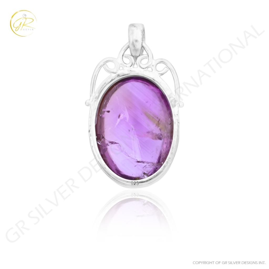 Natural Ametrine Oval Gemstone Sterling Silver Pendant