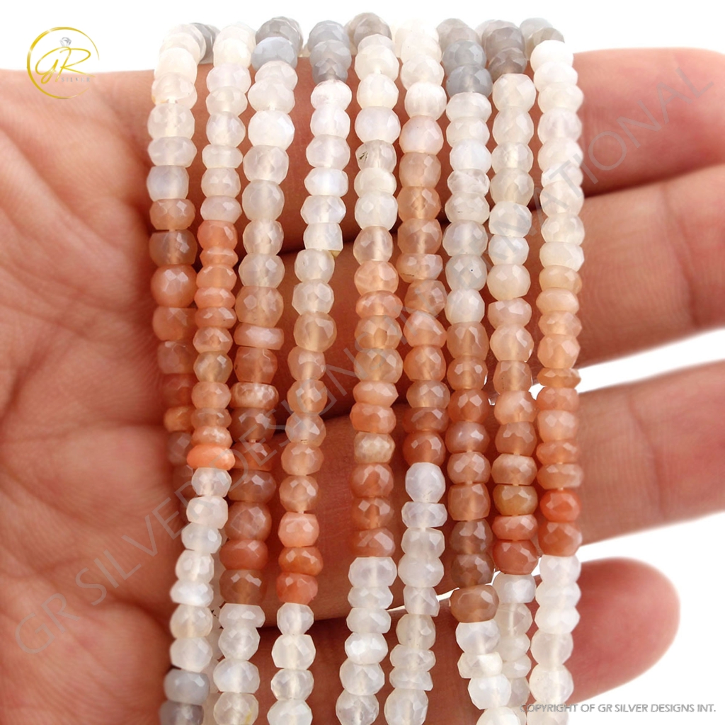 4mm Round Multi Moonstone Gemstone Beads For Jewelry Making