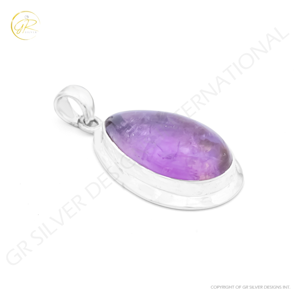 Natural Ametrine Pear Gemstone Sterling Silver Pendant