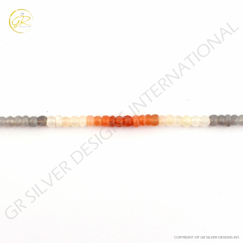 Faceted Multi Moonstone Handmade Round Beads For Jewelry Making