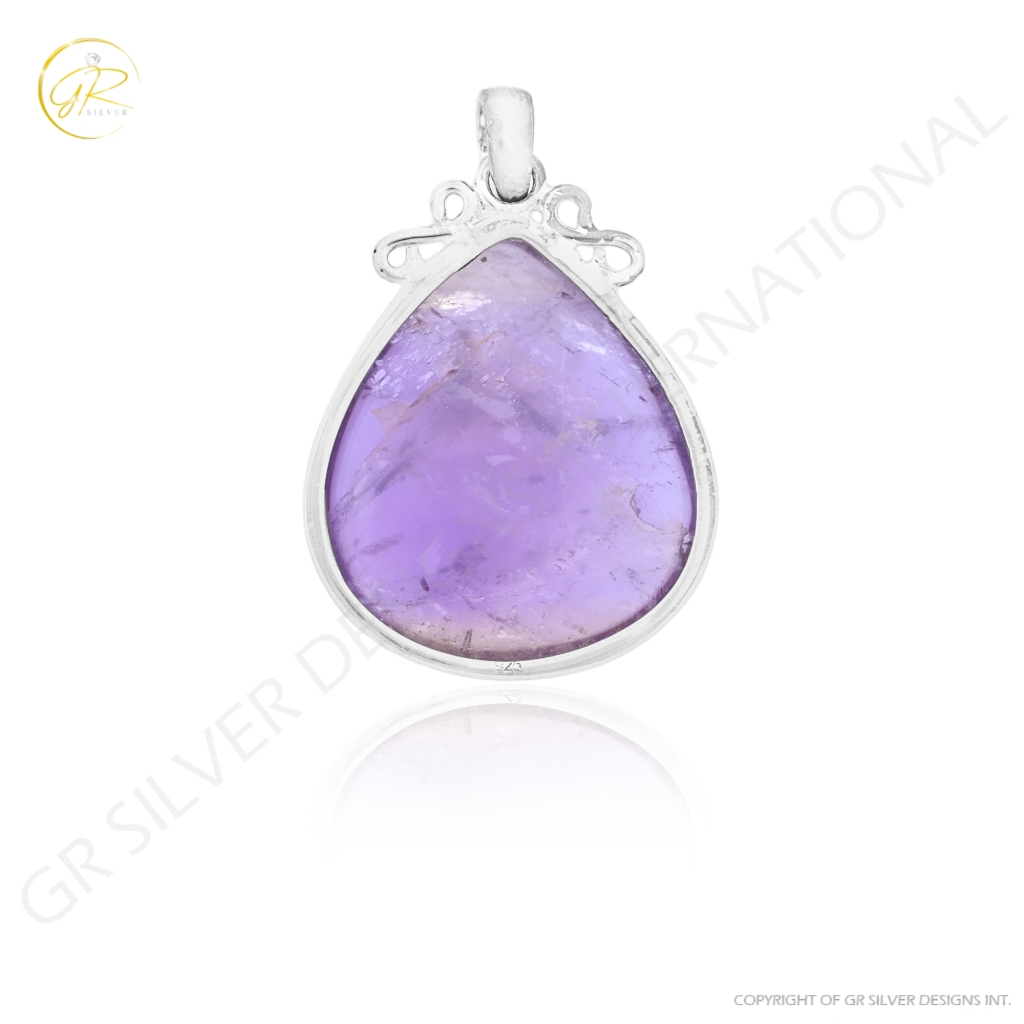 Natural Ametrine Cabochon Sterling Silver Designer Pendant