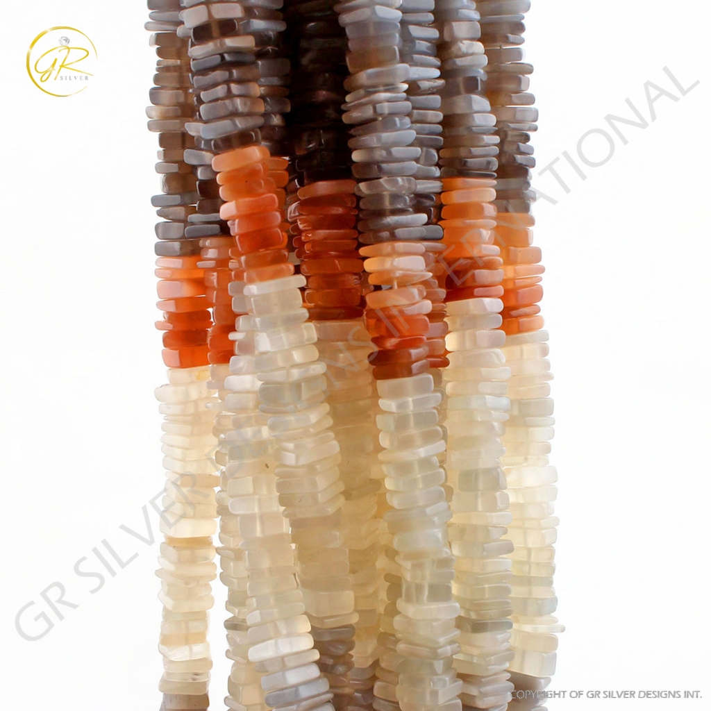 High Quality Multi Moonstone Square Gemstone 11 Strands Beads