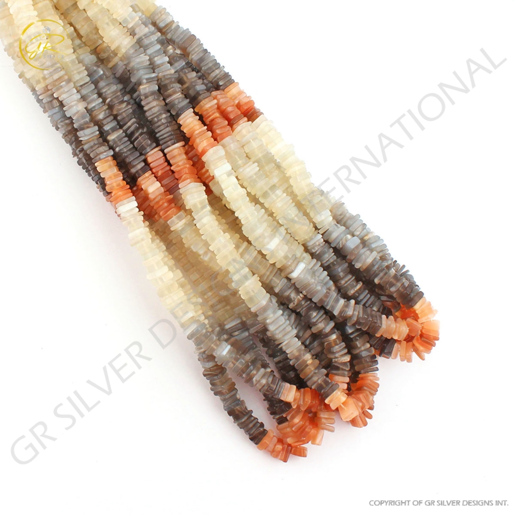 High Quality Multi Moonstone Square Gemstone 11 Strands Beads