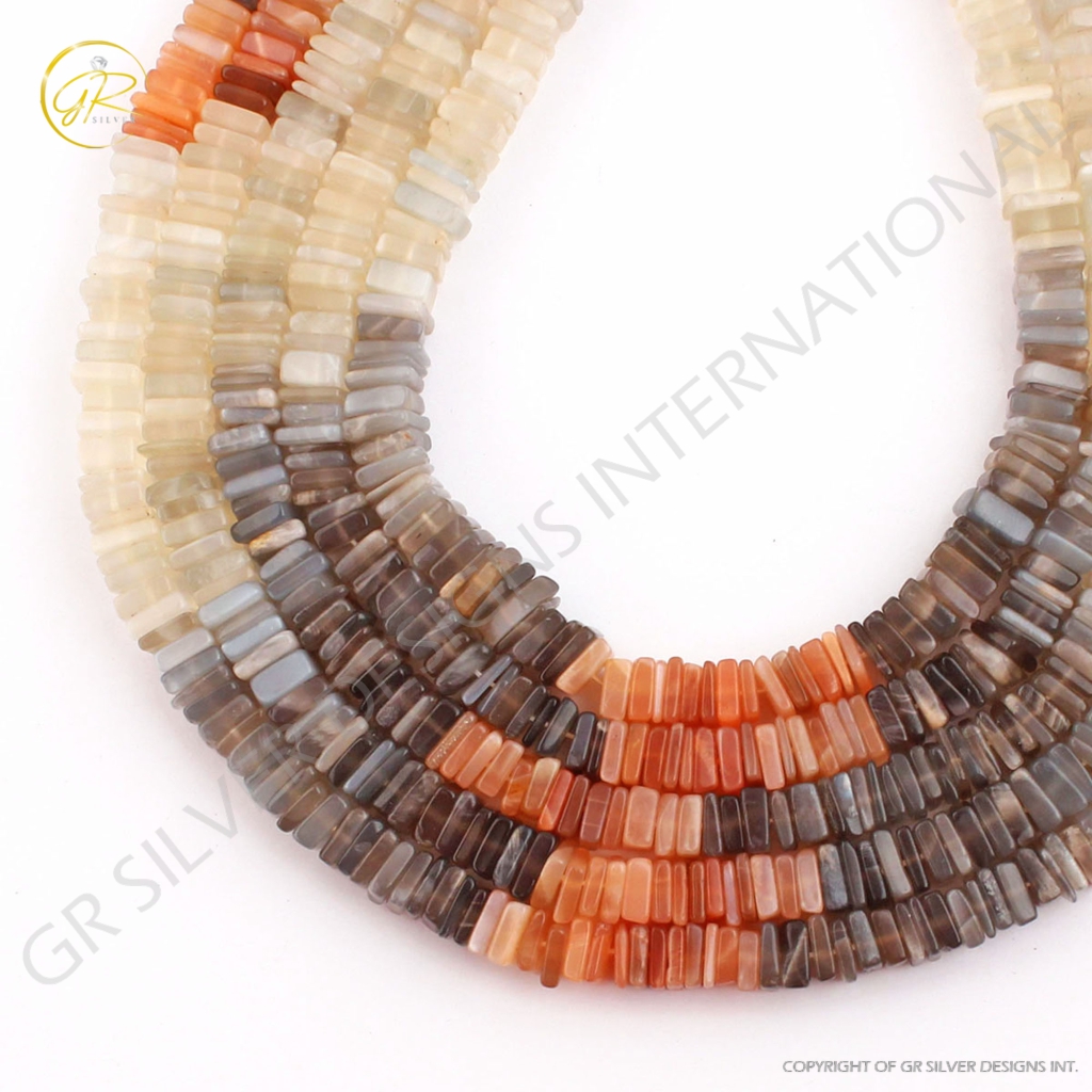 High Quality Multi Moonstone Square Gemstone 11 Strands Beads