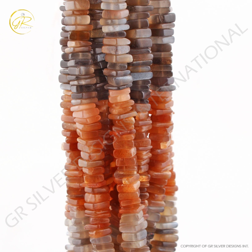 Multi Moonstone Square Shape 14 Strands Beads For Jewelry