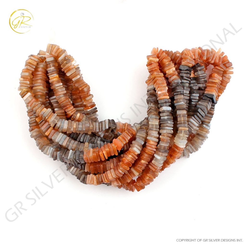 Multi Moonstone Square Shape 14 Strands Beads For Jewelry