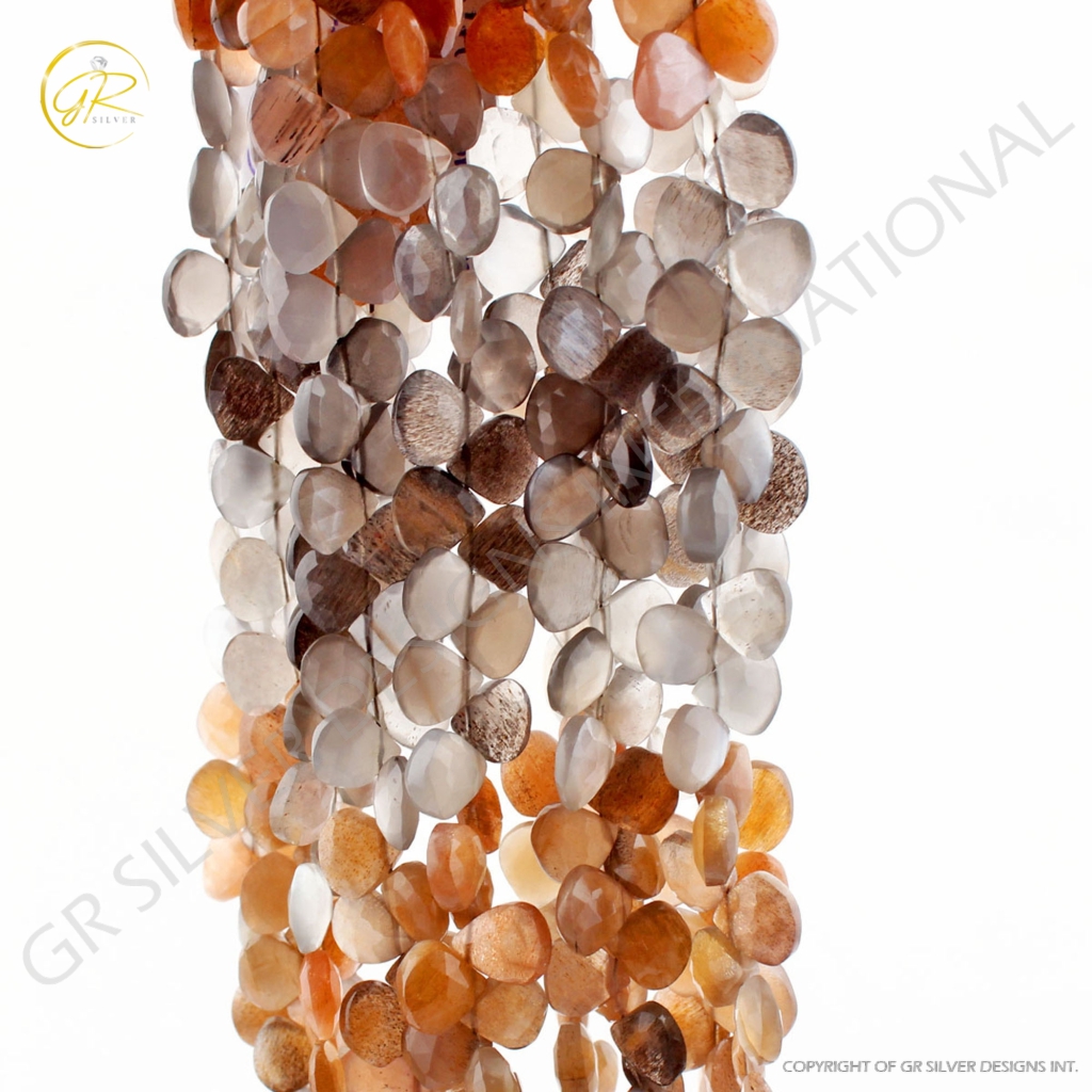 Faceted Multi Moonstone Heart Gemstone Beads For Jewelry Making