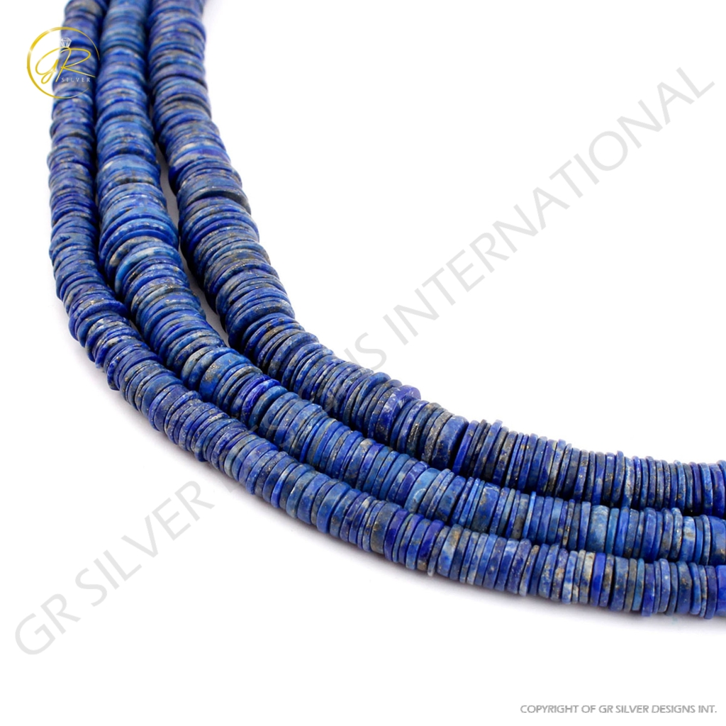 Blue Lapis Lazuli Handmade Coin Shape Beads For Jewelry Making