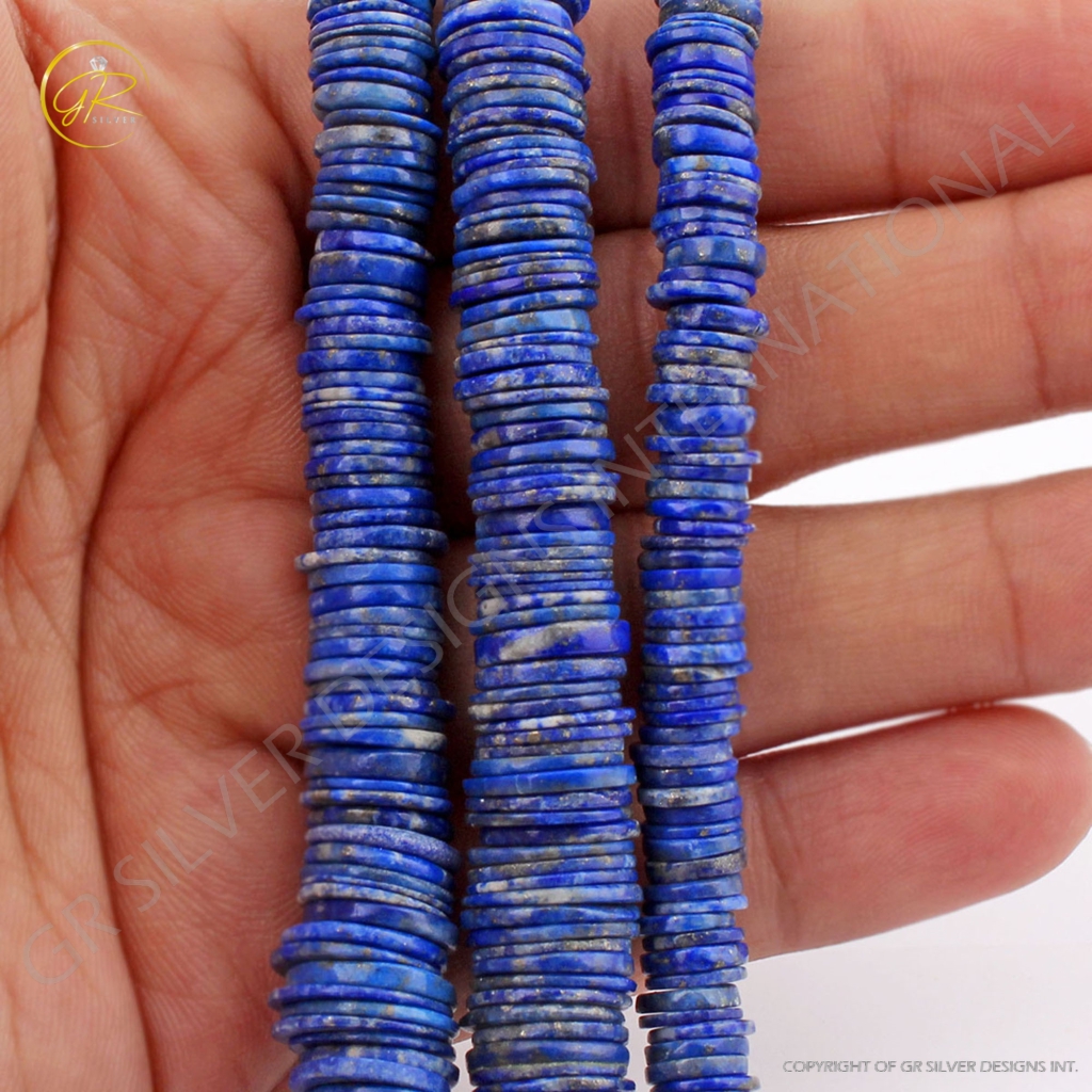 Blue Lapis Lazuli Handmade Coin Shape Beads For Jewelry Making