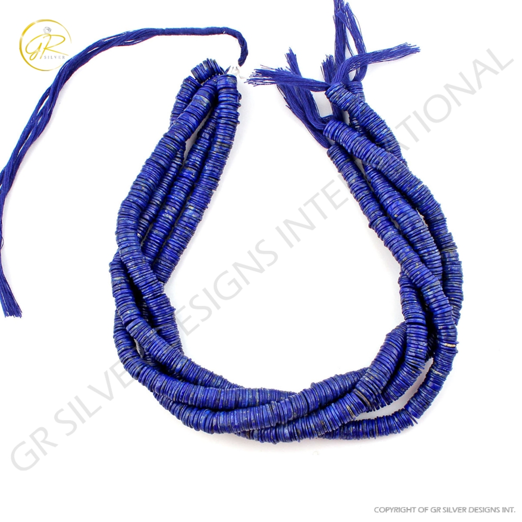 Blue Lapis Lazuli Handmade Coin Shape Beads For Jewelry Making