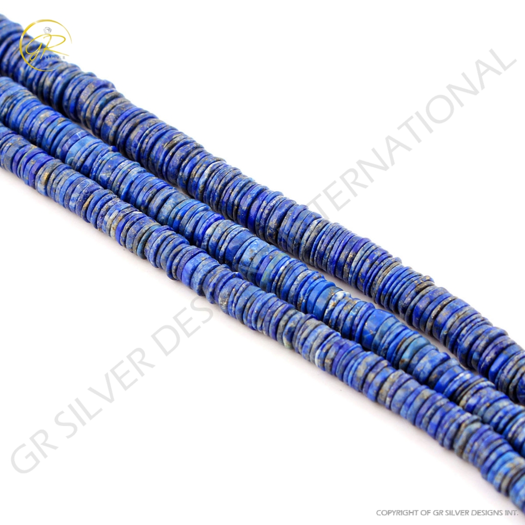 Blue Lapis Lazuli Handmade Coin Shape Beads For Jewelry Making