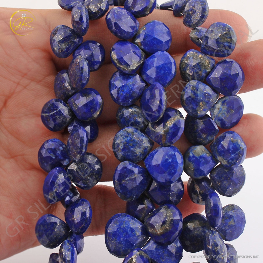 10-13mm Heart Shape Lapis Lazuli Faceted Gemstone Beads