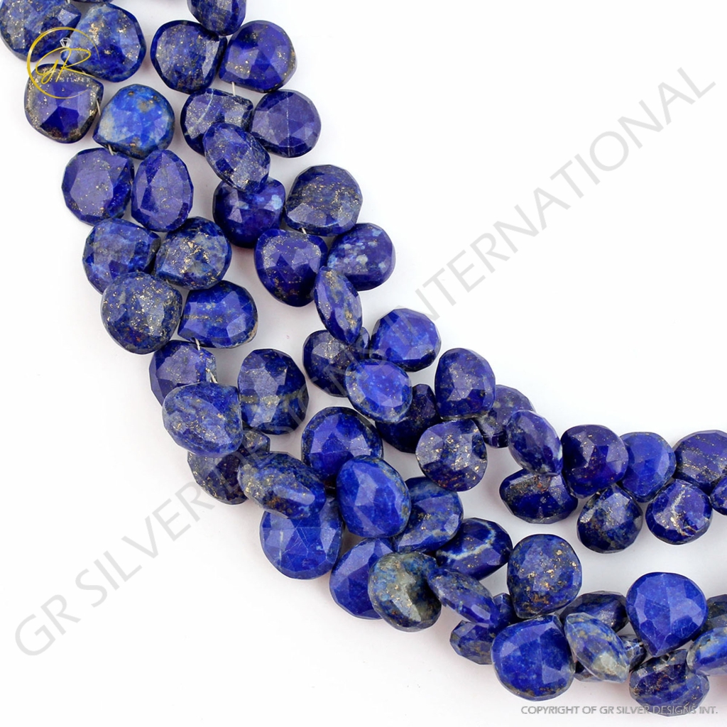 10-13mm Heart Shape Lapis Lazuli Faceted Gemstone Beads