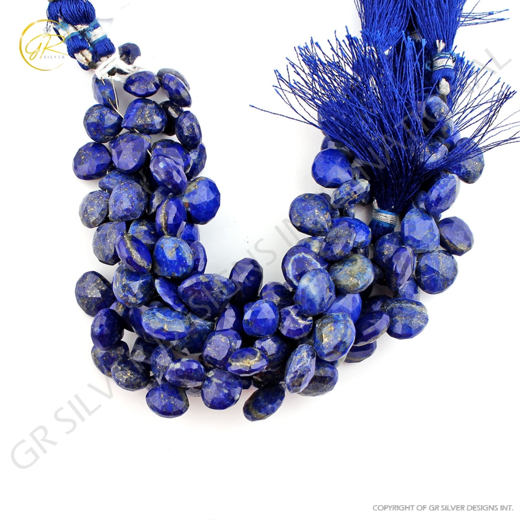 10-13mm Heart Shape Lapis Lazuli Faceted Gemstone Beads